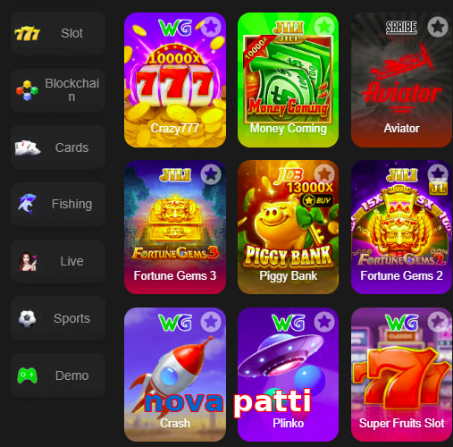 Main screen of Nova Patti game page for PK players